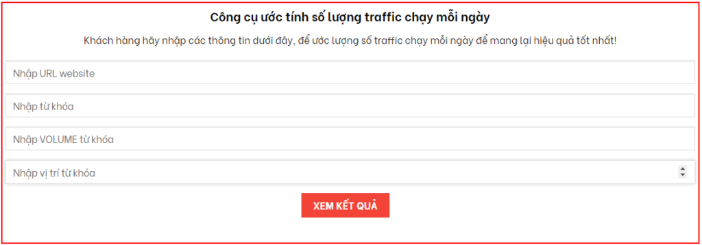 công cụ ước tính số lượng traffic mỗi ngày của Vietdigi