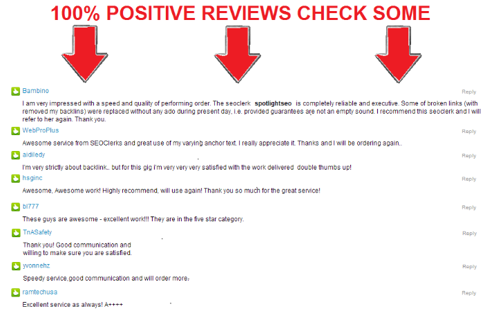 100% Positive Reviews từ SpotlightSeo